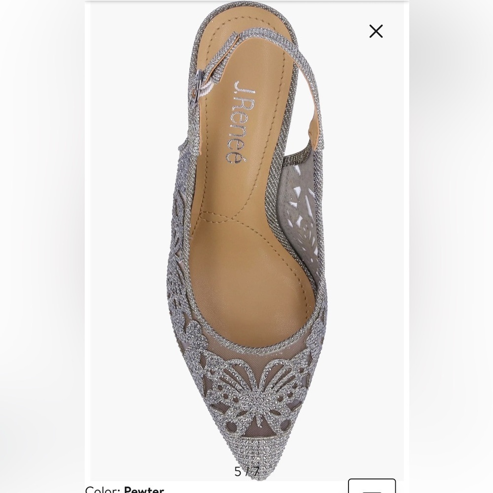 J.Renee Pewter Slingback Heels